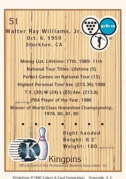 1990 Collect-A-Card Kingpins #51 Walter Ray Williams, Jr. Back